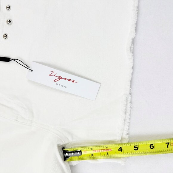 Vigoss Women's Stretch Fray Hem White Studded Denim Shorts Size 15/32 NWT - Picture 12 of 12